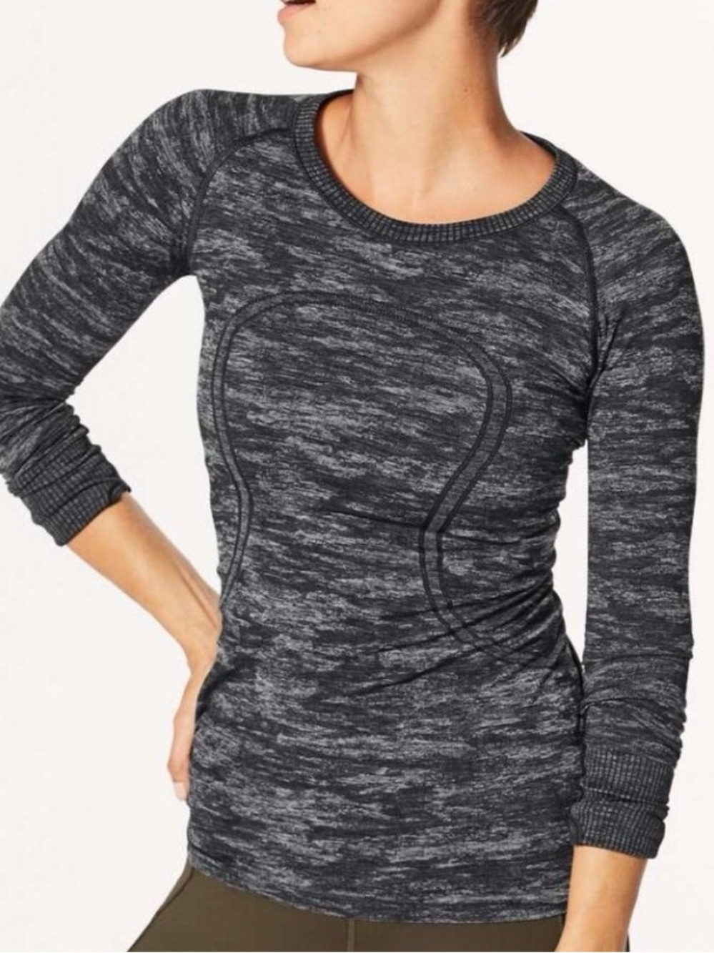 Lululemon Swiftly Tech Long Sleeve Crew Black/White Size 4